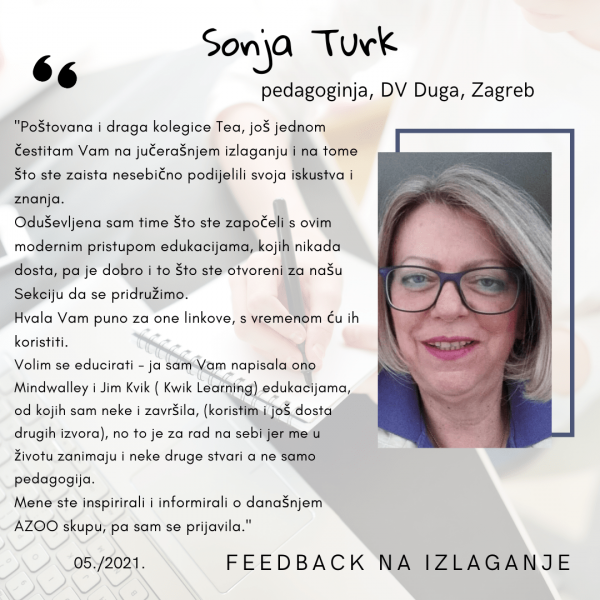 Feedback EduList edukacije Sonja Turk DV Duga Zagreb