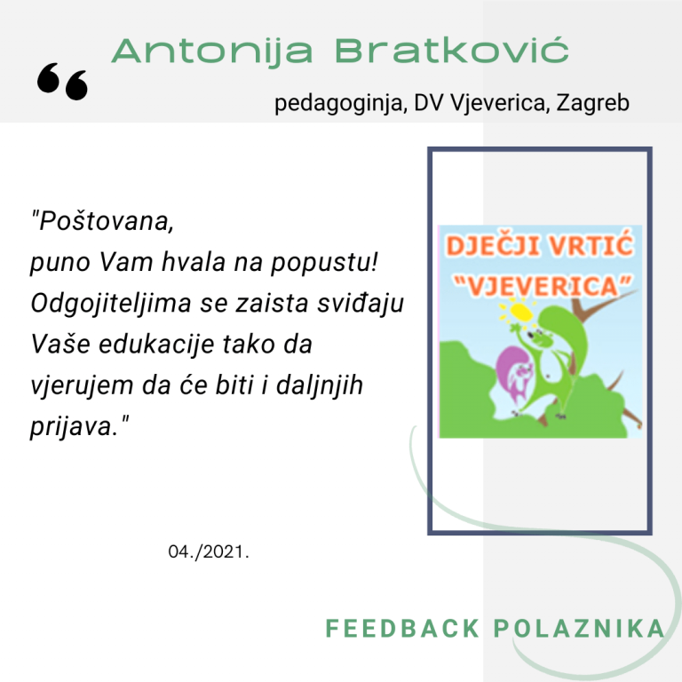 Feedback povratna informacija EduList edukacija Antonija Bratković pedagoginja DV Vjeverica