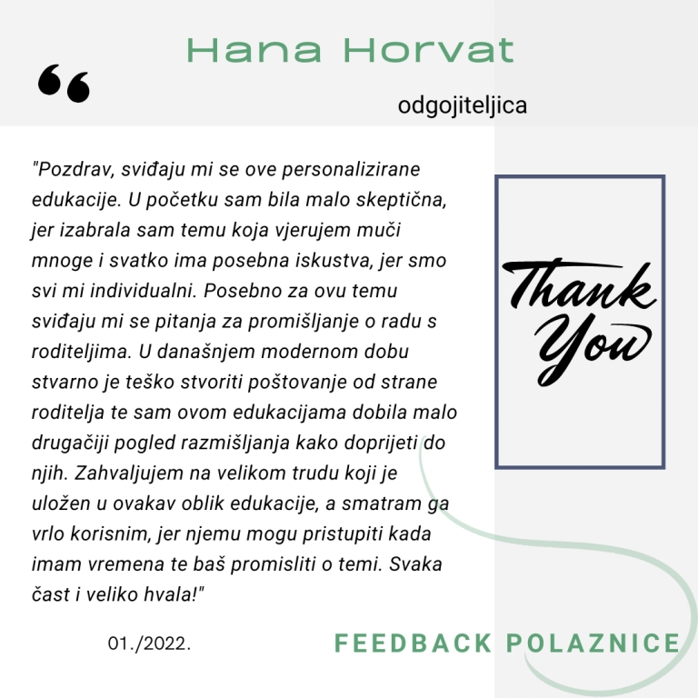 Feedback povratna informacija EduList edukacija Hana Horvat odgojiteljica