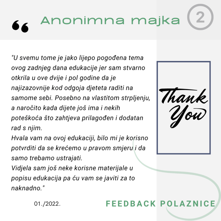 Feedback povratna informacija EduList edukacija anonimna majka