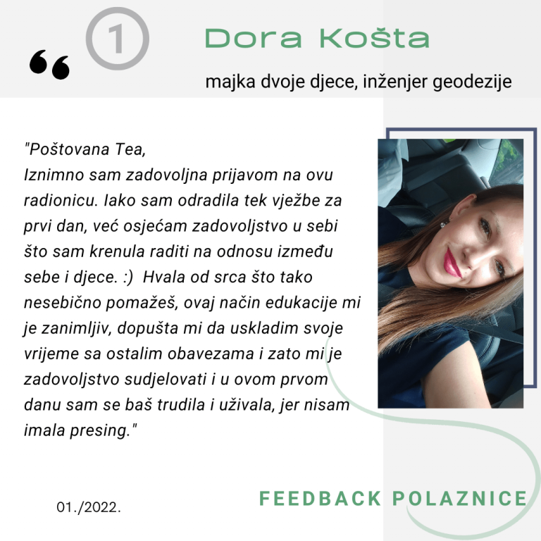 Feedback povratna informacija EduList edukacija Dora Košta majka dvoje djece