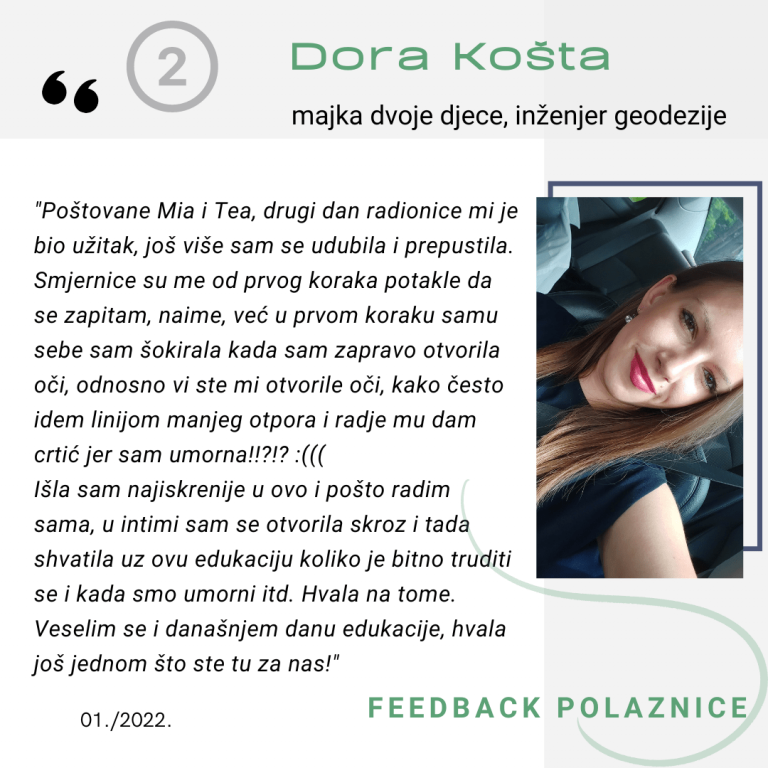 Feedback povratna informacija EduList edukacija Dora Košta majka dvoje djece