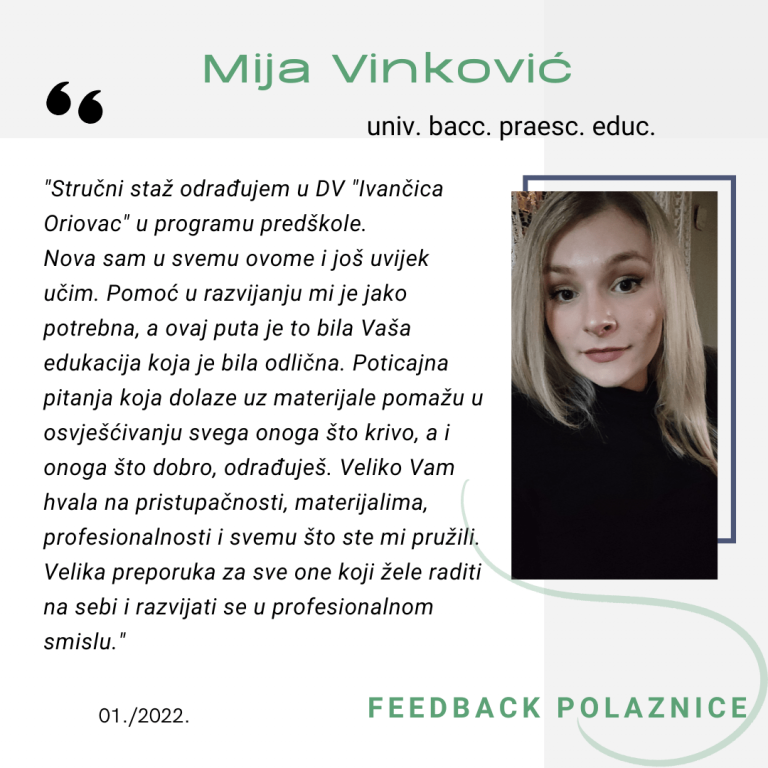 Feedback povratna informacija EduList edukacija Mija Vinković odgojiteljica
