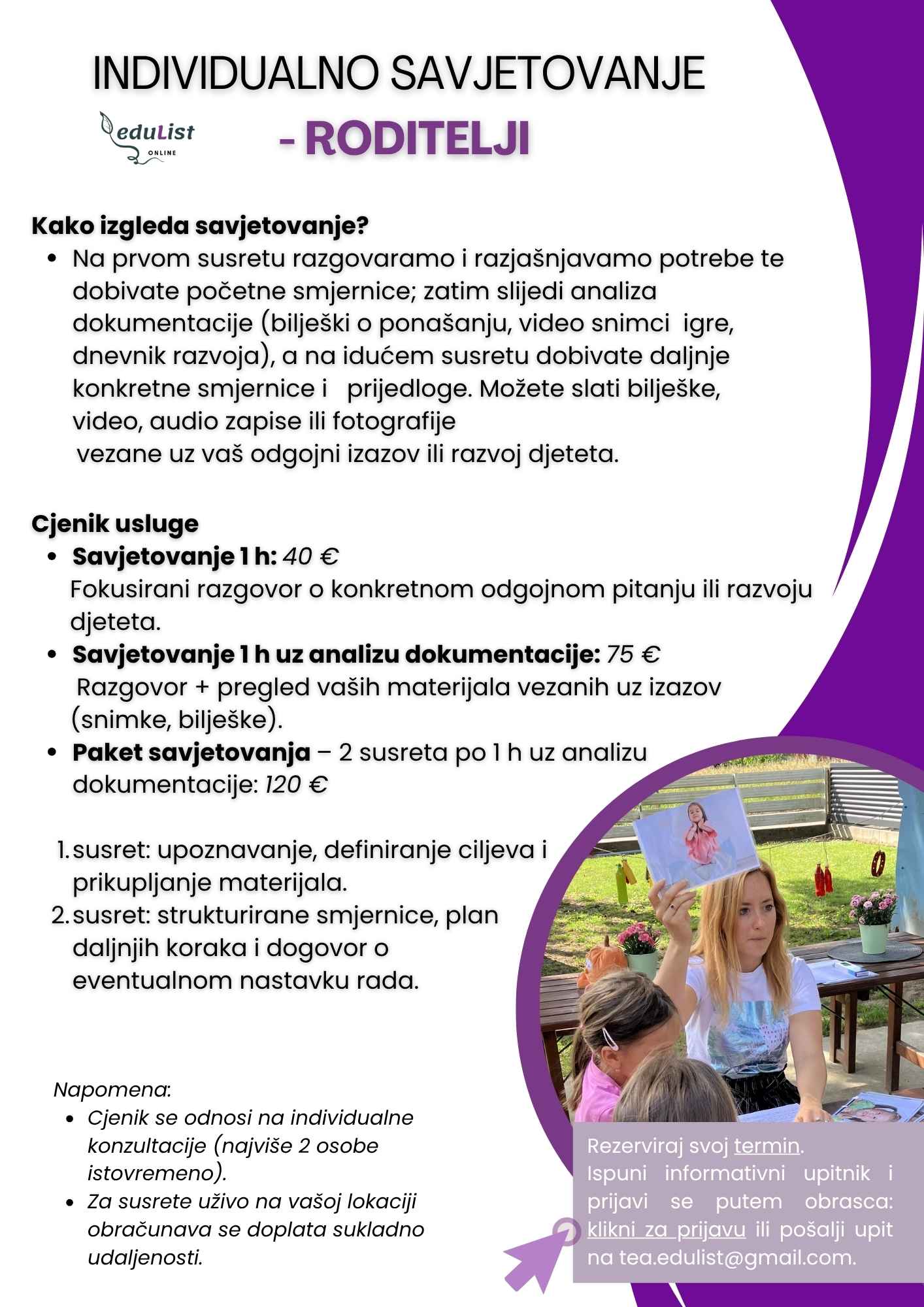 EduList individualno savjetovanje roditelja o odgoju, izazovima, pedagoškim granicama