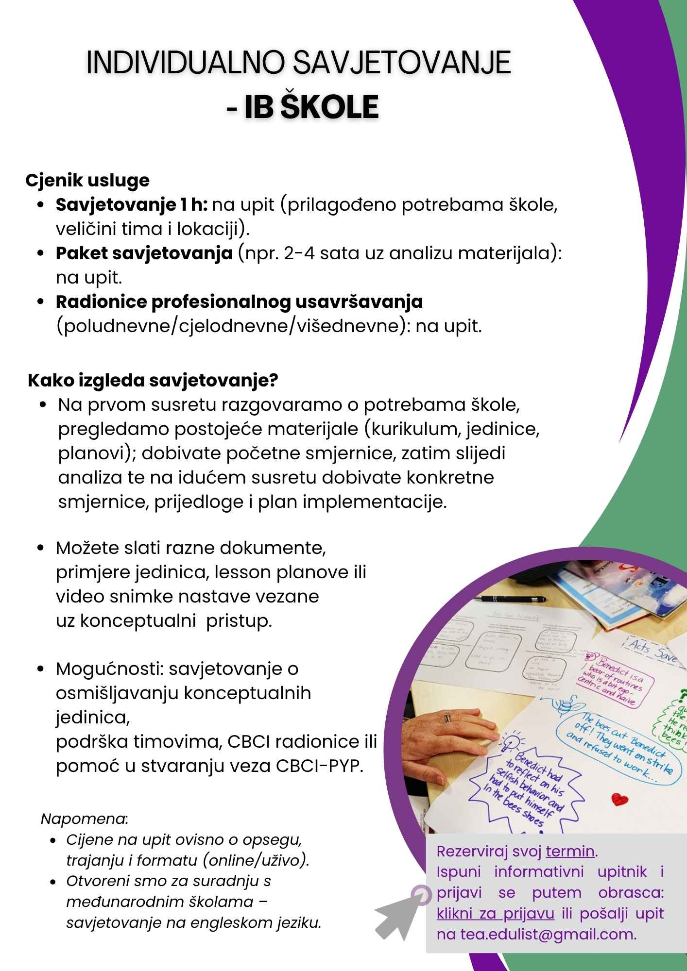 EduList savjetovanje za IB škole, individualne konzultacije, edukacije, radionice, Jelena Sitar