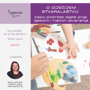 Dječje stvaralaštvo – online edukacija doc. dr. sc. Svetlane Novaković